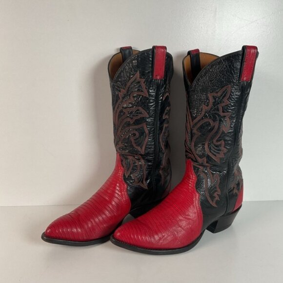 Vintage Tony Lama Teju Lizard Cowboy BootsRedTriad9.5 EE